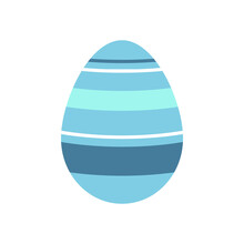 Vector Cute Easter Blue Striped Egg. Colorful Clipart.