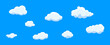 © Marinko - Clouds set isolated on blue background. Collection of clouds for web site, poster, placard and wallpaper. Creative modern concept. Clouds vector illustration
