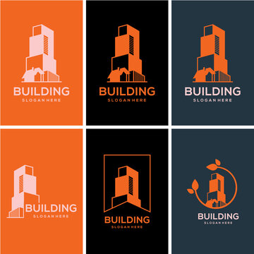 Set of abstract building logo template