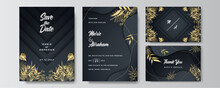 Premium Elegant Golden Black Wedding Invitation Design Template