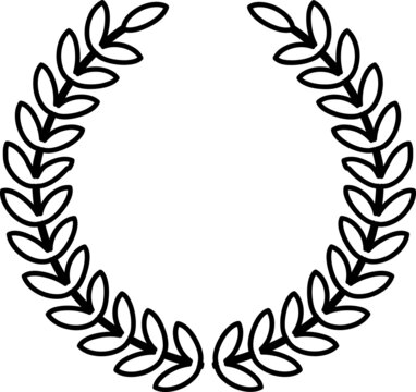 laurel wreath Black outline vector icon, editable stroke..eps