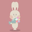 Illustration of a rabbit presenting a bouquet