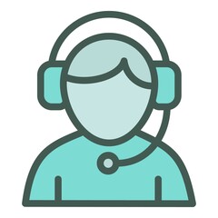 Poster - Woman operator icon outline vector. Call service. Agent desk