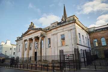 derry, londonderry. the white sandstone bishop street courthouse in derry