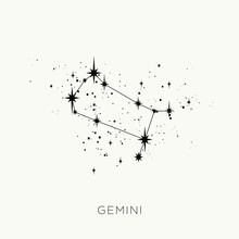 Star Constellation Zodiac Gemini Vector Black And White