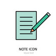 © Anastasiia Komarova - Vector illustration with note and pencil. Outline icon.