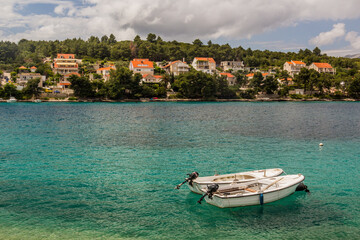 Wall Mural - Boats in Lumbarda village on Korcula island, Croatia