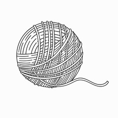 Yarn ball for knitting vector sketch isolated on white background illustration.