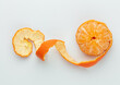 Ripe mandarines close-up on a white background. Tangerines  on a white background.