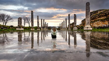 Woman Doing Yoga Pose In The Ancient City Of Aphrodisias