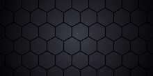 Abstract Hexagonal Metal Background. Grey And Red Hexagons Modern Background Illustration.
