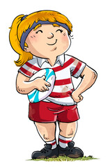 Wall Mural - Illustration of female rugby player after a match