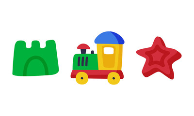 Sticker - Train and Sand Colorful Kids Toy Vector Set