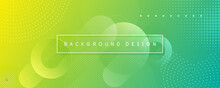 Green Gradient Minimal Vector Background With Dotted And Circle Shape. Abstract Halftone Textured Backdrop For Banners, Presentations, Business Templates