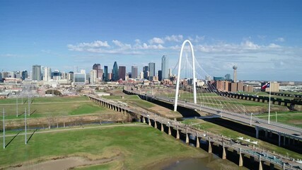 Wall Mural - Dallas, Texas, USA Downtown Drone Skyline Aerial