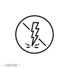 anti static icon, safety from electricity, remove surface charge, thin line symbol on white background - editable stroke vector illustration