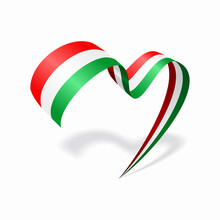 Hungarian Flag Heart Shaped Ribbon. Vector Illustration.