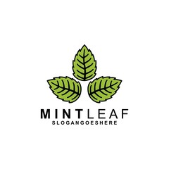 Mint Leaf Logo Template Design Vector, Emblem, Design Concept, Creative Symbol, Icon