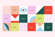 © Чикишева Гульназ - Bright abstract background with geometric shapes, elements, colorful poster, banner, cover, postcard, sticker, text