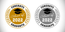 Set Of Educational Medals. Class Of 2022 Off. Awards Of Year. 1st And 2nd Place Achivement Stamp. Round Palm Wreath Elements. First, Second Places Winner. Isolated Abstract Graphic Design Template.