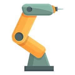 Poster - Robot arm icon cartoon vector. Factory machine. Industrial production