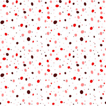 Texture With Red, Pink Polka Dots. Seamless Texture Illustration With Dots For Textiles, Background, Paper, Cover, Fabric, Interior Decor And More. Abstract Pattern. Valentine's Day, Love.