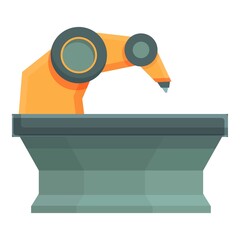 Poster - Hand arm robot icon cartoon vector. Factory machine. Assembly line
