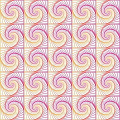 Abstract orange and pink swirl lines spiral Spirograph shapes wave seamless ethnic patterns on the white background. Vector illustration. Wrapping paper.