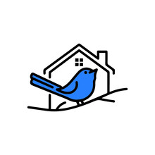 Blue Bird With House