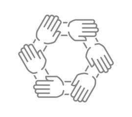 Wall Mural - Unity and teamwork line icon. Togetherness, cooperation symbol