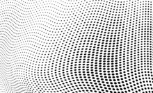 Abstract Halftone Wave Dotted Background. Futuristic Twisted Grunge Pattern, Dot, Circles