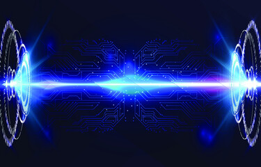 Aufkleber - HUD interface screen design. Abstract style on blue background. Abstract vector background. Abstract technology communication design innovation concept background.