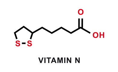 vitamin n chemical formula. vitamin n chemical molecular structure. vector illustration