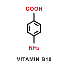 Wall Mural - Vitamin B10 chemical formula. Vitamin B10 chemical molecular structure. Vector illustration