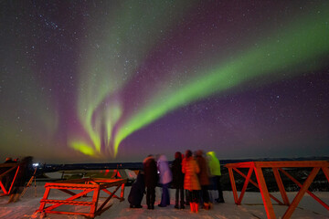 beauitful aurora over the night sky at ski land