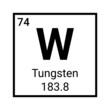 Tungsten periodic table element. Chemicla element tungsten wolfram sign