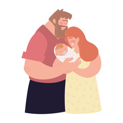 Sticker - parents with a baby