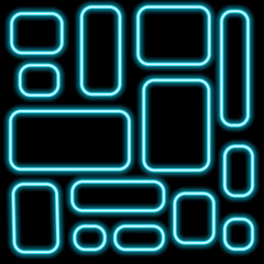 Poster - Set of square neon light on a transparent background. Neon frame design. Vector illustration.