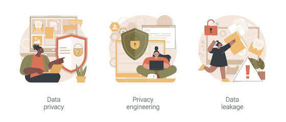 Poster - personal data protection abstract concept vector illustration set. data privacy, security engineerin