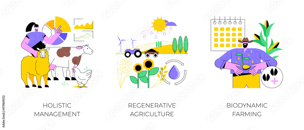 Land management abstract concept vector illustration set. Holistic ...