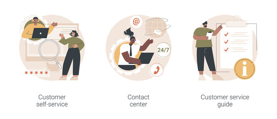 Poster - user support abstract concept vector illustration set. customer self-service, contact center, custom