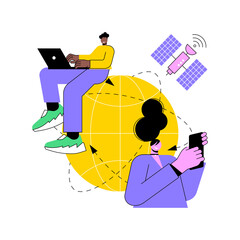 Poster - Global web connection abstract concept vector illustration. Global network communication, satellite navigation system, internet access, remote server, web browser, IT technology abstract metaphor.