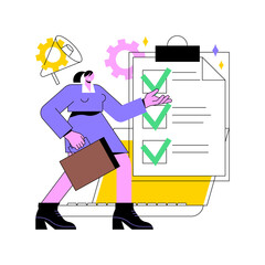 Poster - Business rule abstract concept vector illustration. Main company policy, business regulation, IT business analysis, application software, user requirement, data management abstract metaphor.