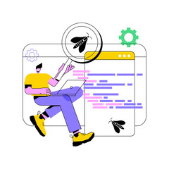 Poster - cross-platform testing abstract concept vector illustration. cross-platform bug finding, problem ide