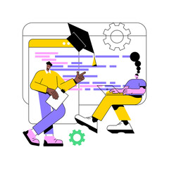 Poster - IT management courses abstract concept vector illustration. IT project manager career, software and database management classes, business frameworks and corporate strategy abstract metaphor.