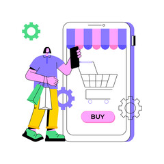 Poster - ecommerce application abstract concept vector illustration. commercial software, application marketp