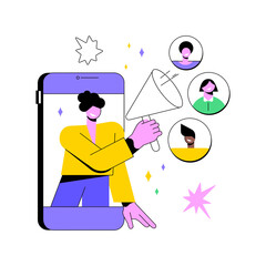 Poster - Referral program abstract concept vector illustration. Referral marketing method, friend recommendation, acquire new customer, product promotion, social media influencer, loyalty abstract metaphor.