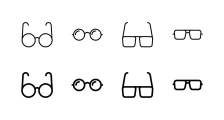 Glasses icons set. Glasses sign and symbol