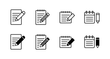 Note icons set. notepad sign and symbol