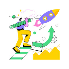 Poster - Ambition abstract concept vector illustration. Business ambition, determination, setting big goal, making fast career, self-confident, getting what you want, desire for success abstract metaphor.